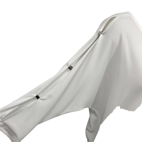 Chico's Womens Multi Slit Dolman Sleeves Round Neck White Blouse Top Size M - Picture 3 of 8